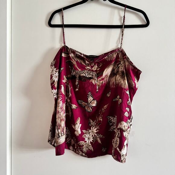 Banana Republic Jungle Satin Top Red Square Neck Adjustable Strap Sz XL - Picture 1 of 6